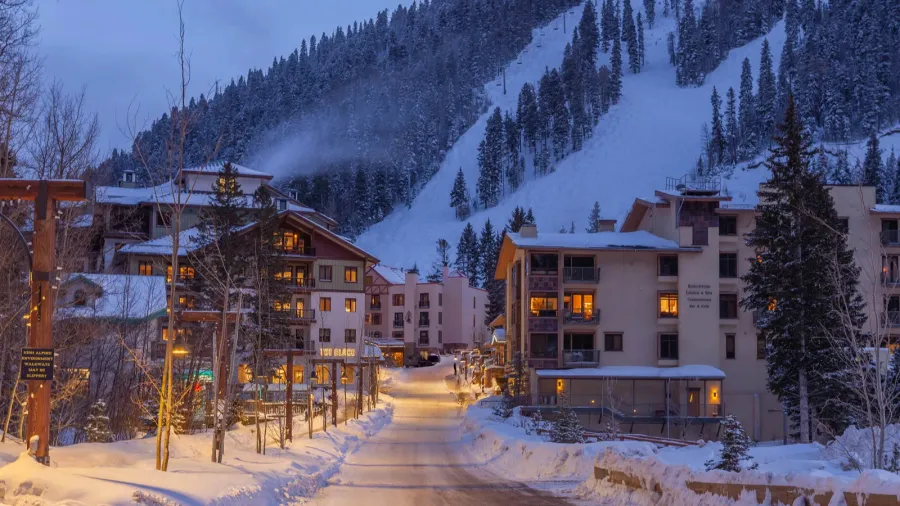 december dusk in taos ski valley new mexico