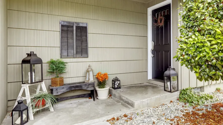 decorated entrance porch