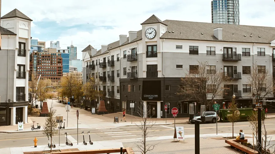 denver colorado  may 1st 2020 overlooking businesses from highland