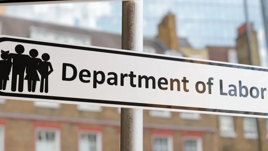 department of labor sign on street 3d rendered illustration