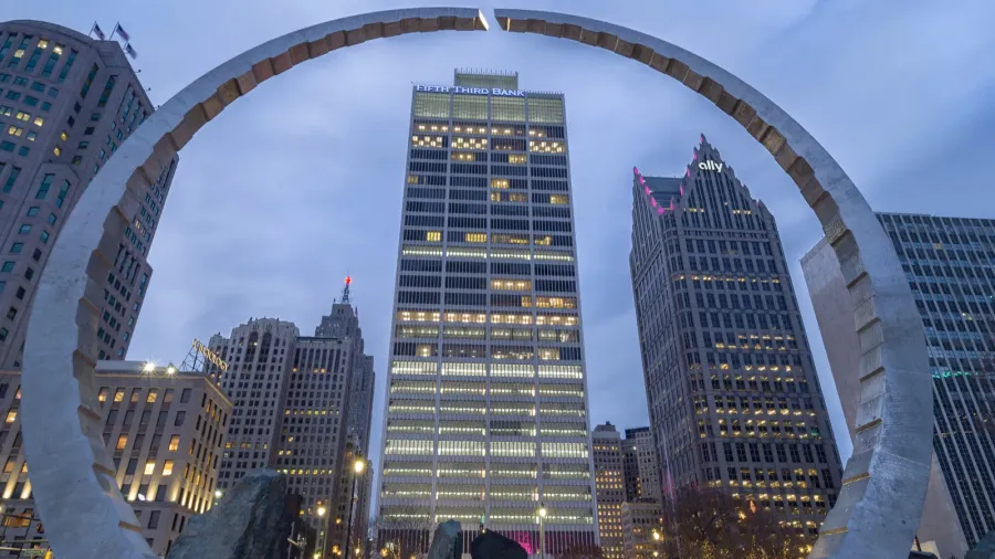 detroit michigan usa  november 23 2018 view of downtown