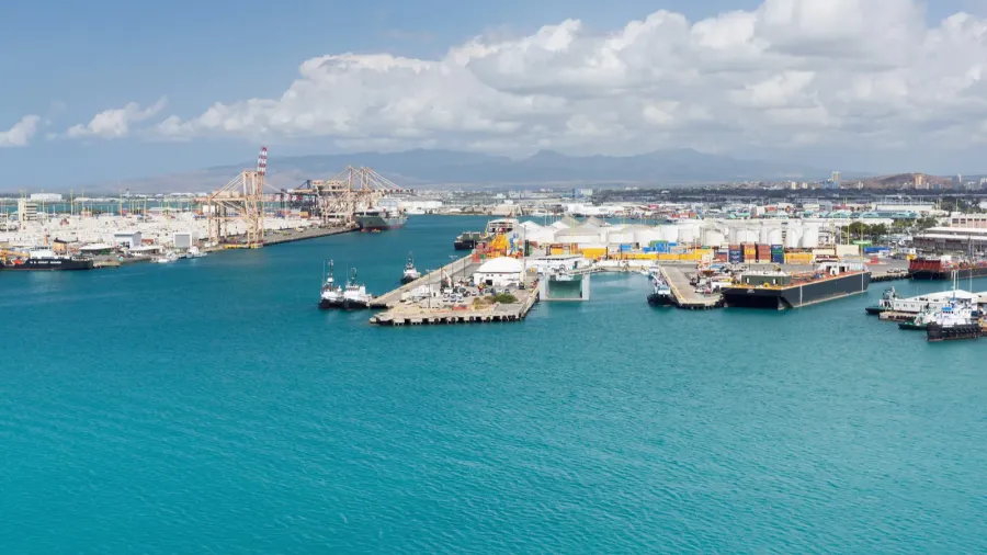 docks in honolulu harbor seen from the aloha tower