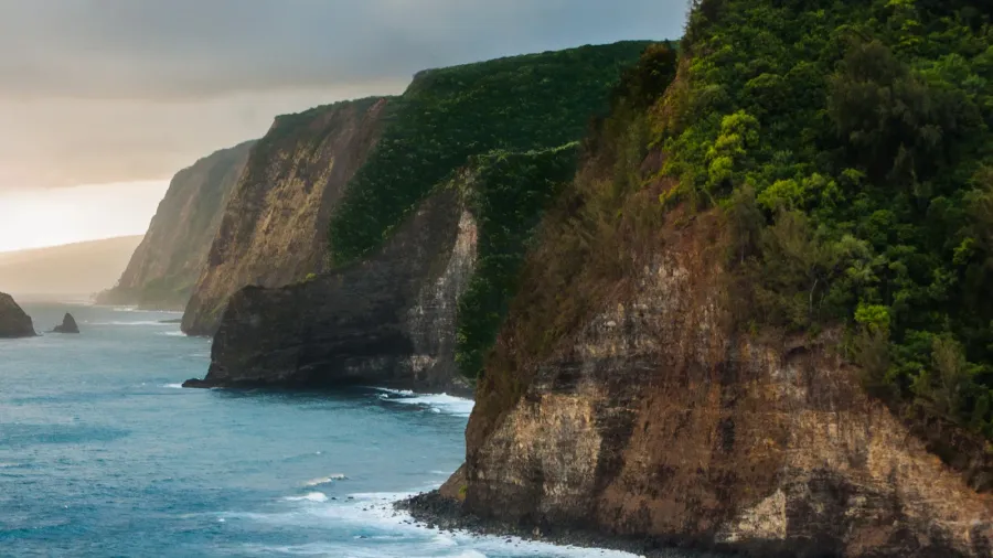 dramatic coastline view at the top of pololu valley on