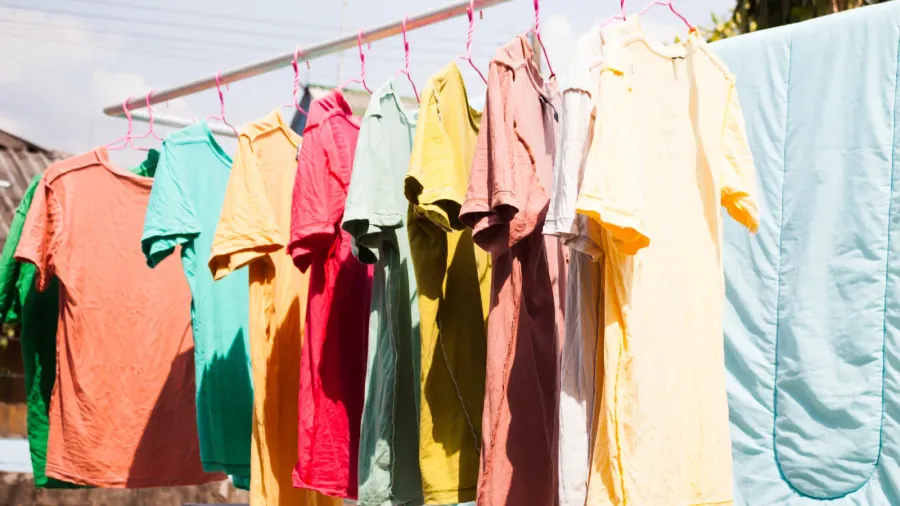 dry clothes in the air with sun light