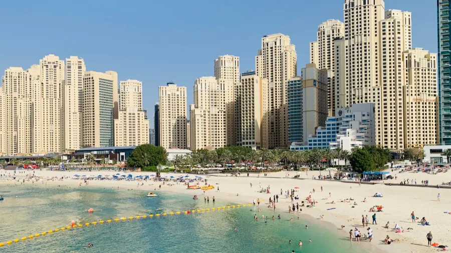dubai uae  03202022 view of jumeirah beach jbr beach