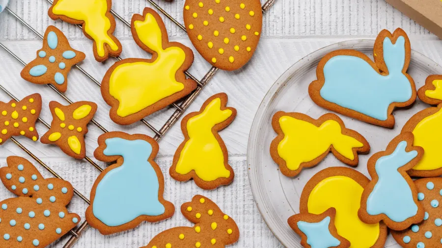 easter sweetness adorable gingerbread cookies in festive shapes flat lay