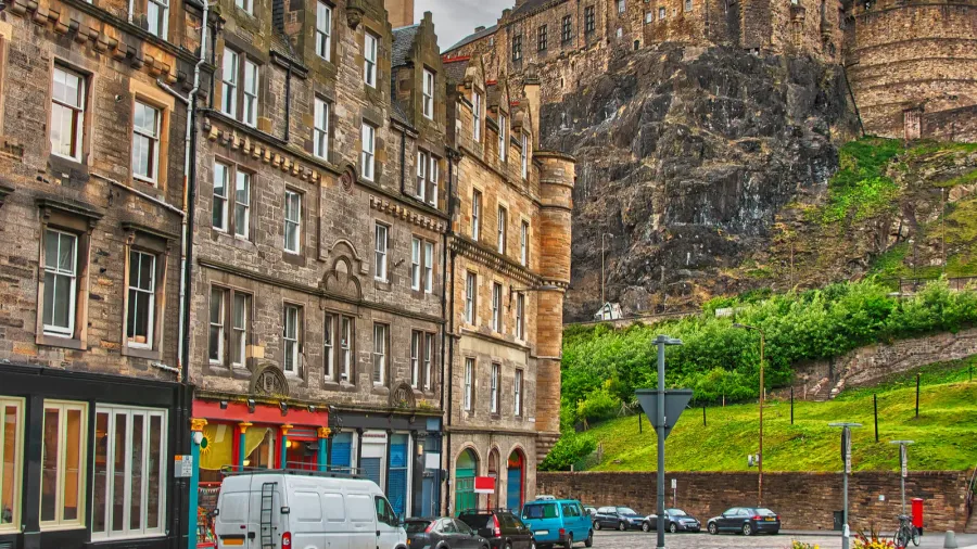 edinburgh castle view from street in edinburgh in scotland