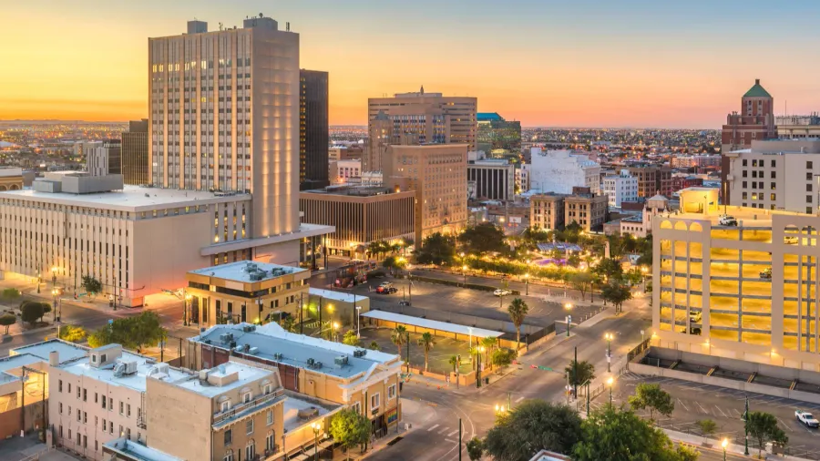 el paso texas usa downtown city skyline at twilight