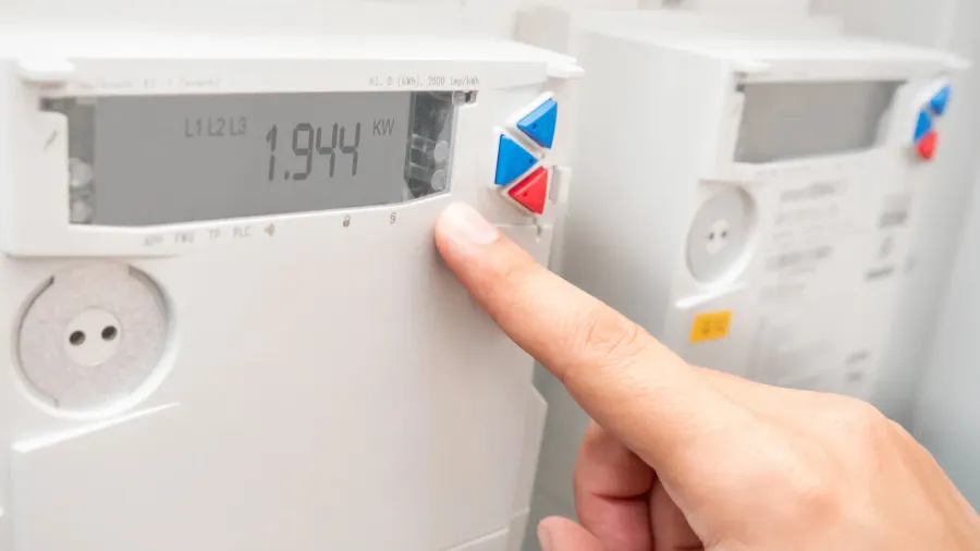 electric energy meter measuring power usage energy bills concept