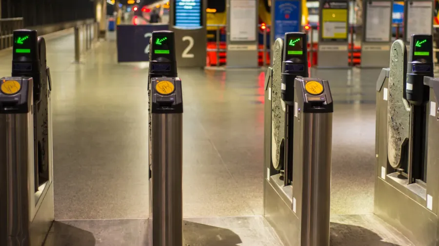 electronic pass gate on metro tube station in london