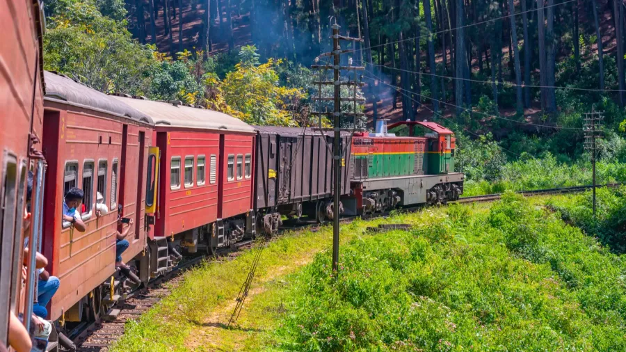 ella sri lanka january 29 2022 train winding on a