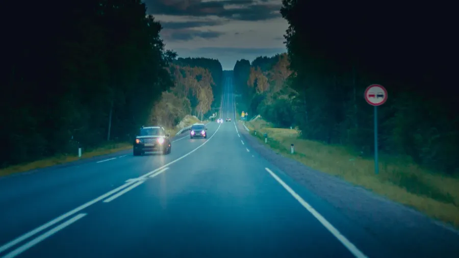 empty foggy road view
