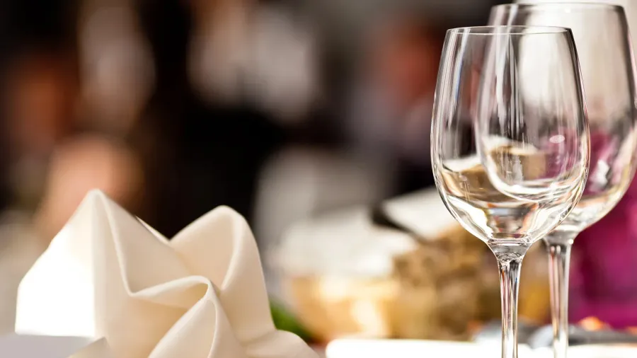 empty glasses set in restaurant