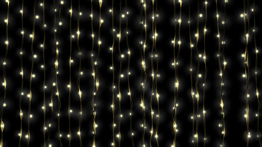 Fairy light curtains on a black background.