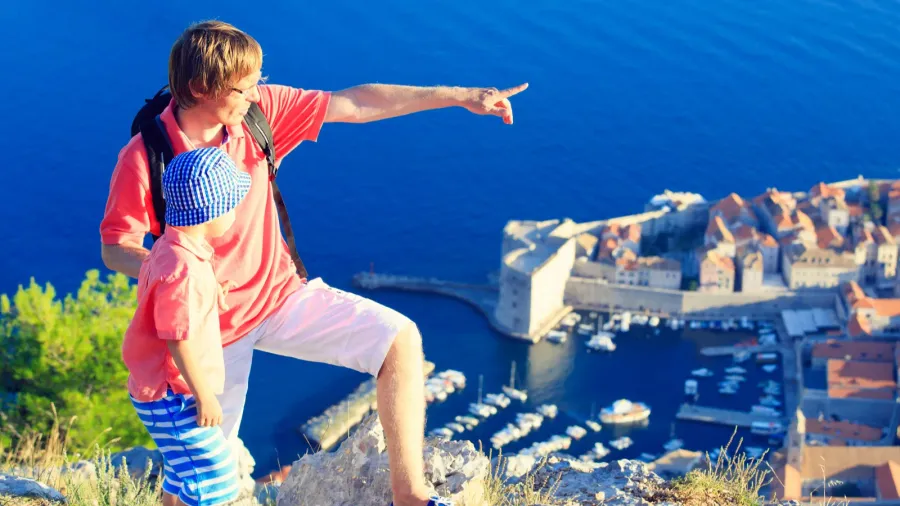 father and son travel in europe