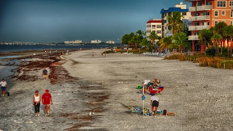 fort myers florida  jan 5 tourists walk in city