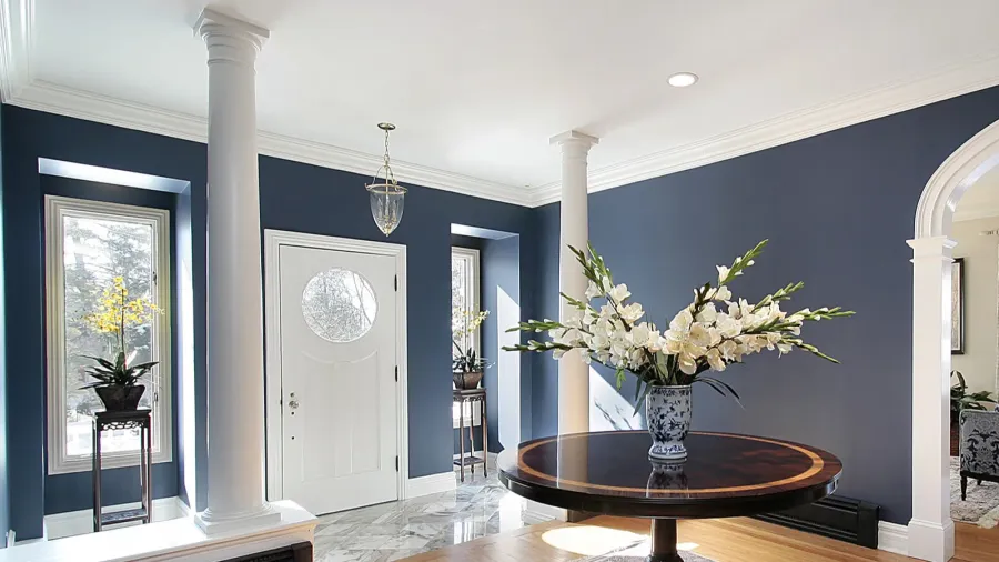 White columns in home.