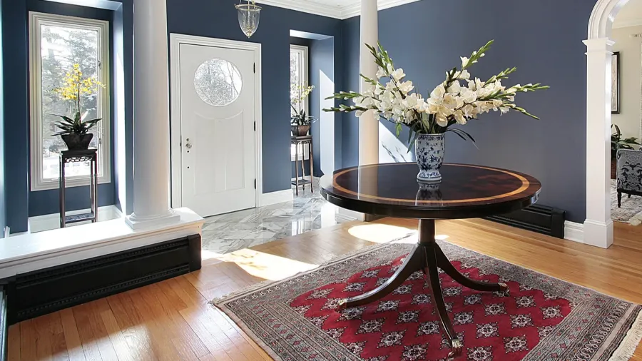 foyer with white columns
