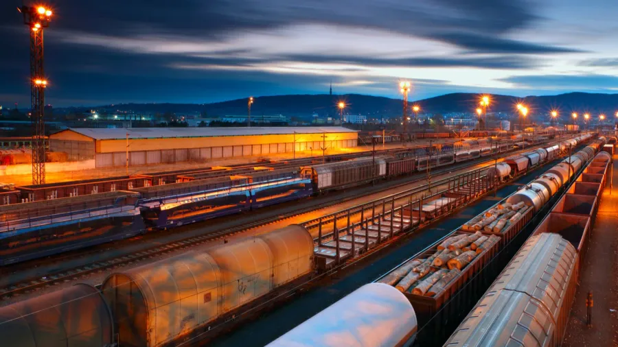 freight station with trains