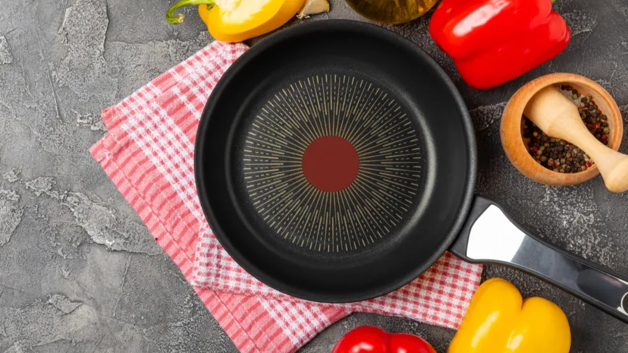 frying pan empty nonstick frying pan and kitchen utensils set