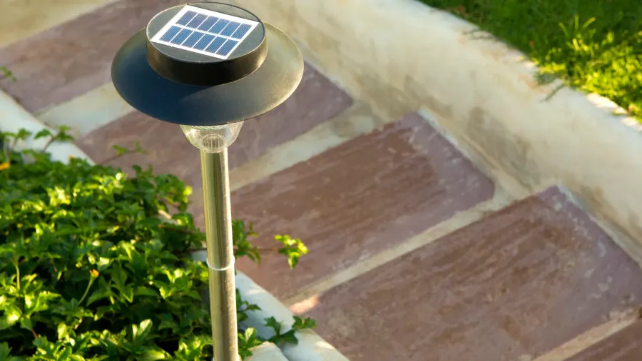 garden walkway with solar cell
