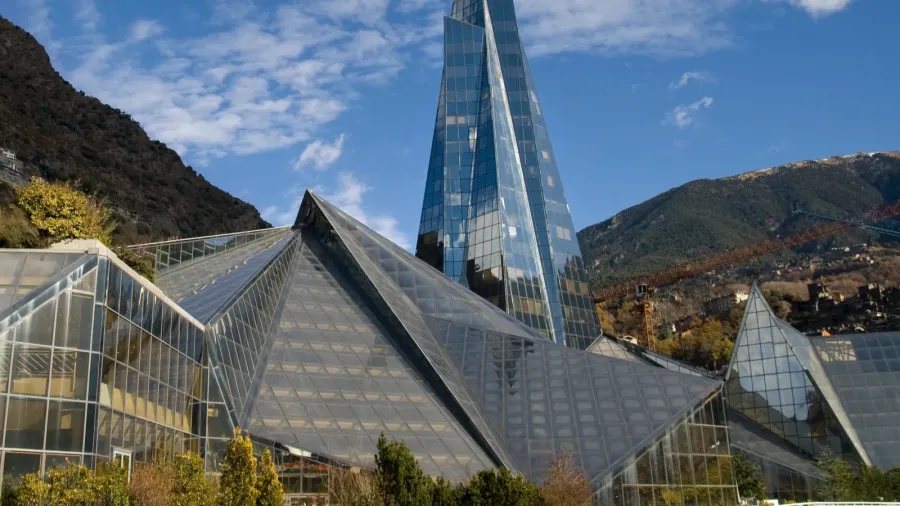 glass building in andorra