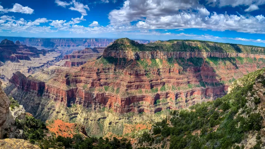 grand canyon national park viewed from north rim at bright