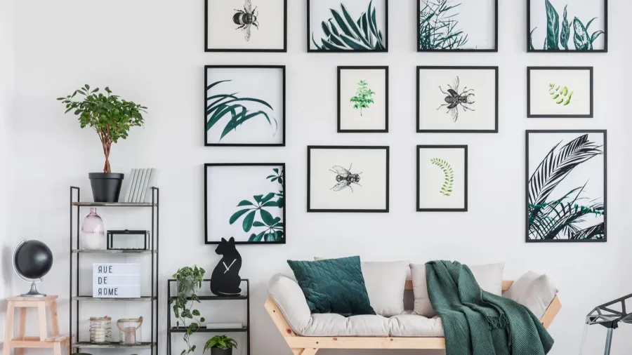 green living room with sofa