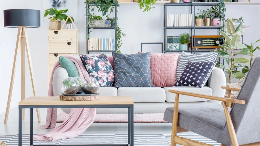 grey armchair in living room