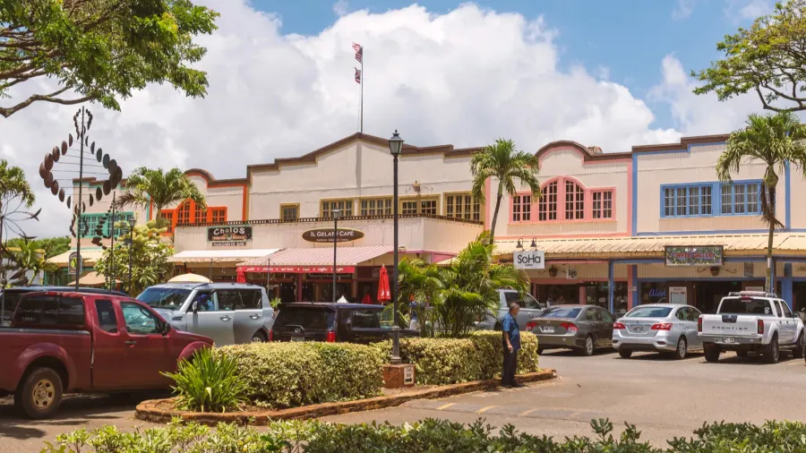 haleiwa hawaii  june 2018 souvenir shops wooden facades and