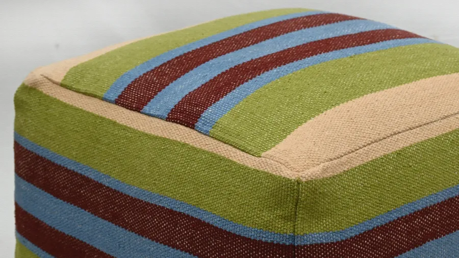 hand woven tufted and braided pouf seat with high resolution