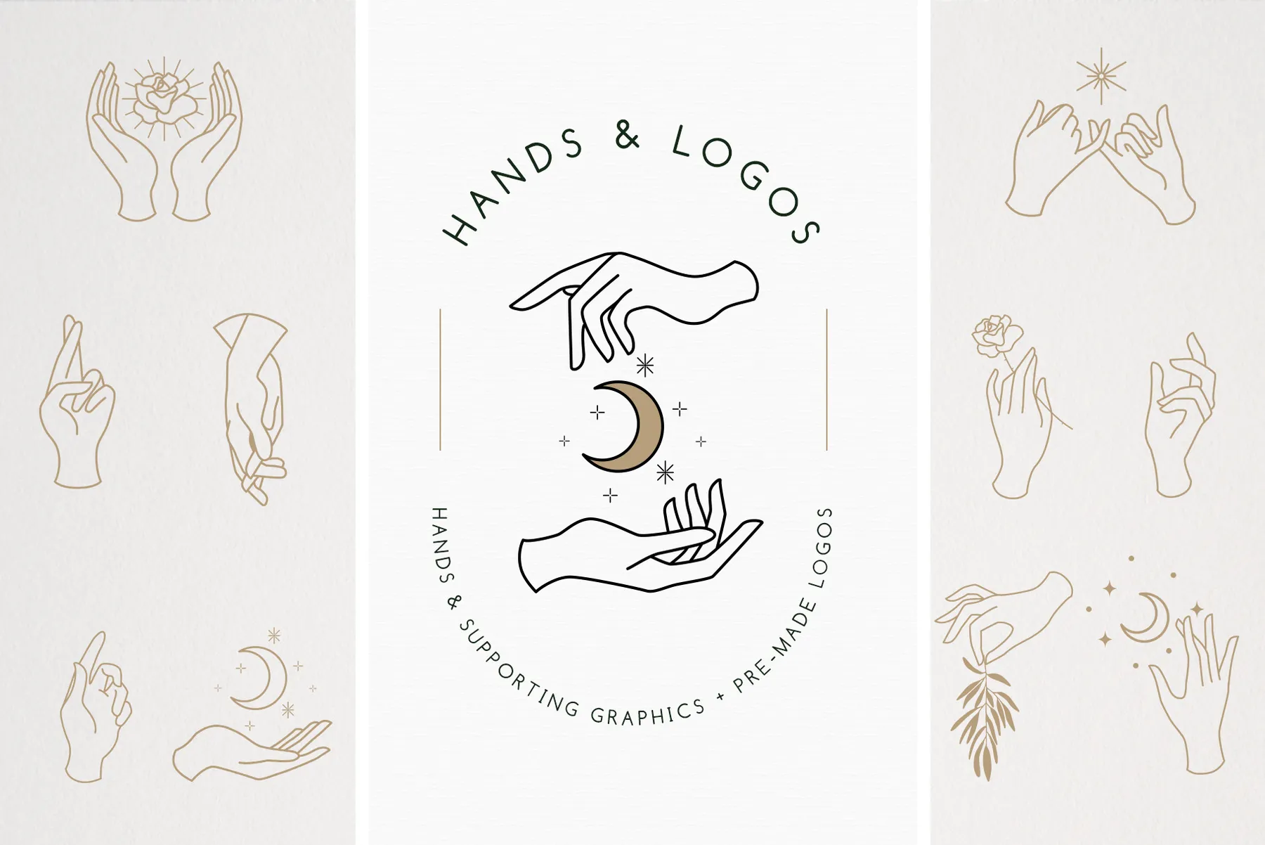 Feminine hands vector graphics in various positions. Perfect for logo design.