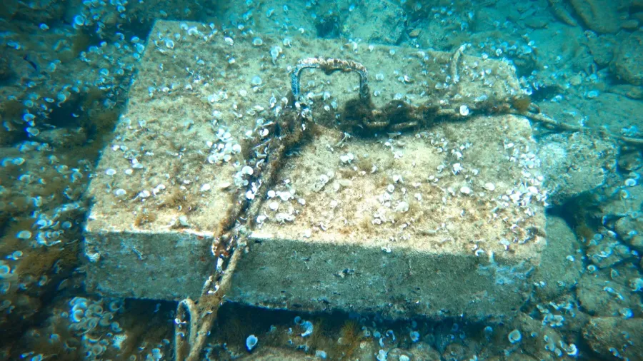 high angle view of rope and chain tied to hook