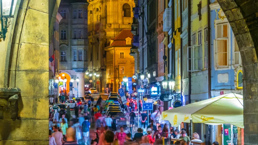 historic architecture of downtown prague czech republic