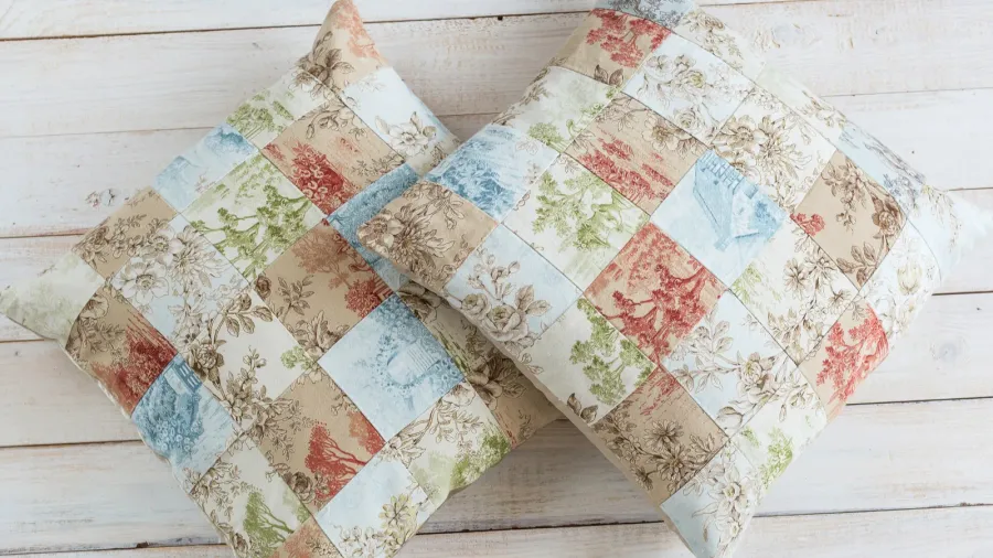 home rest hobby concept two plumpy cosy pillows in pillowcases