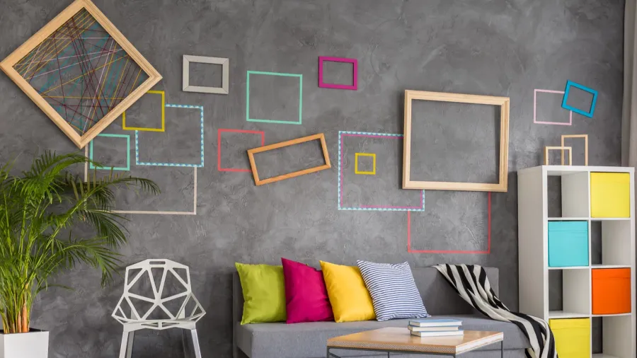 home space with wall frames