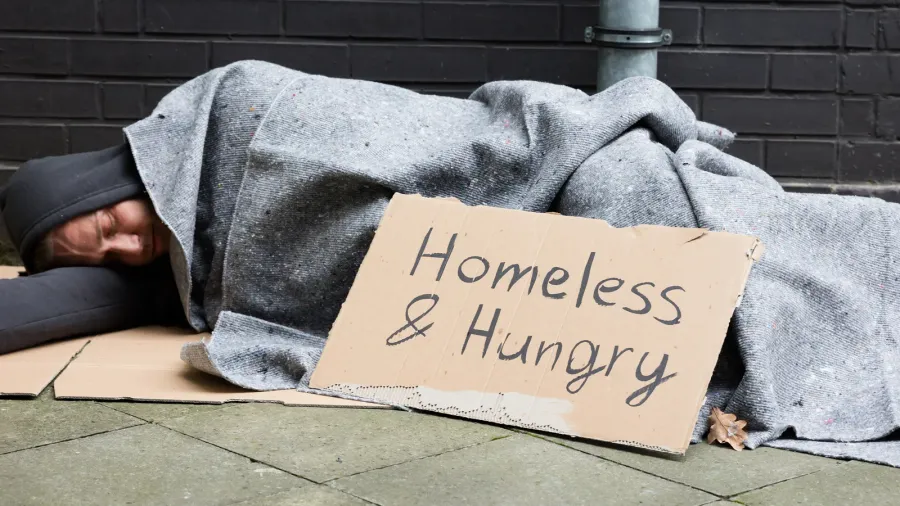 homeless man sleeping