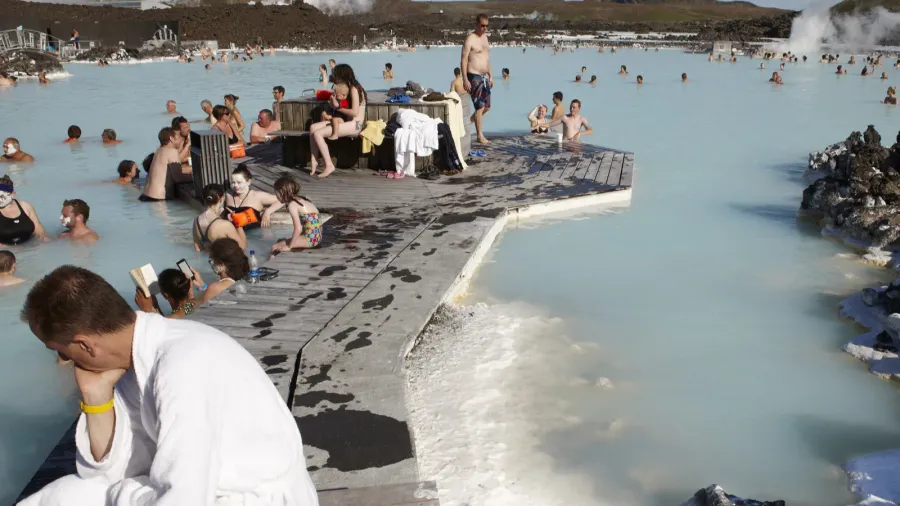 iceland reykjanes peninsula blue lagoon geothermal spa with s