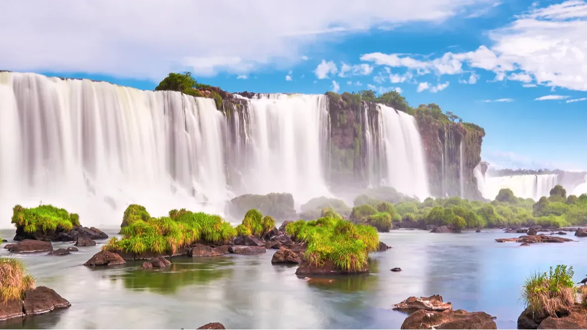 iguazu waterfalls in argentina panoramic view of many majestic powerful