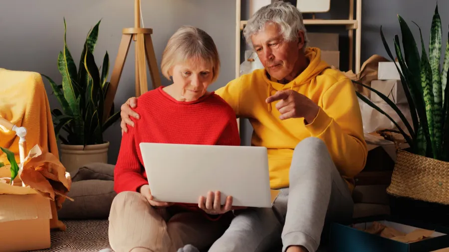 in a bright and welcoming space a senior couple shares