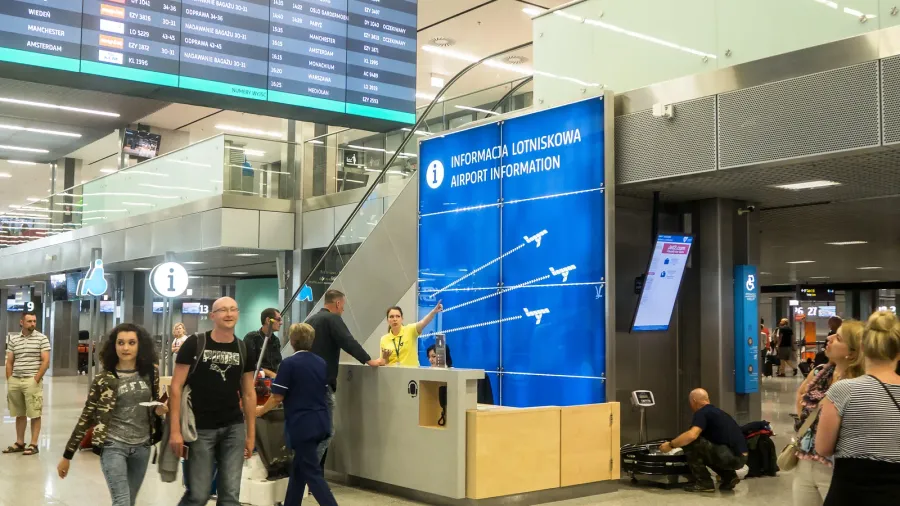 information desk at balice airport krakow poland