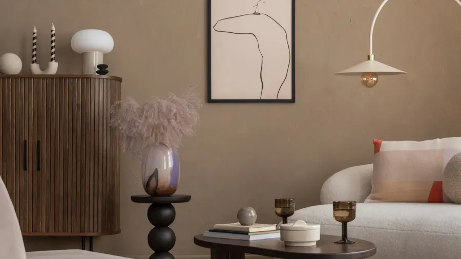interior design of elegant living room interior with mock up