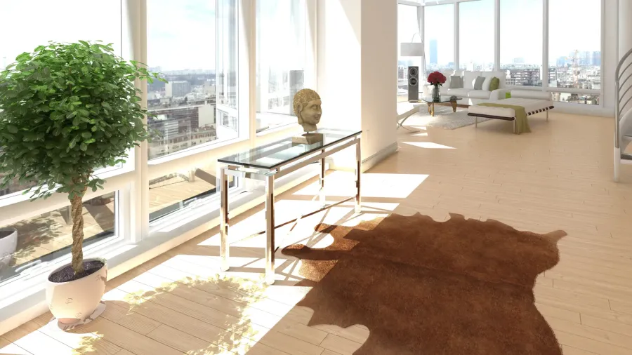 interior of bright open concept apartment