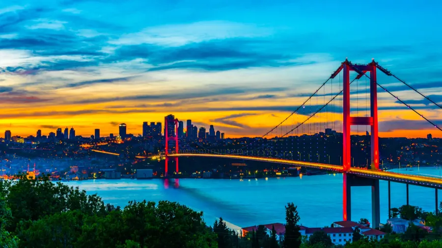 istanbul turkey panoramic view of istanbul bosphorus on sunset istanbul