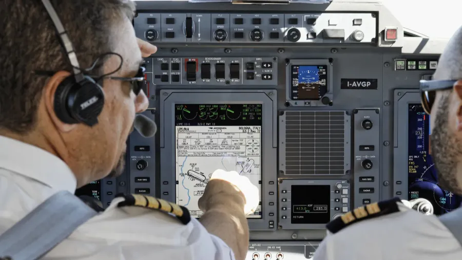 italy 26 july 2010 pilot in an airplanes cockpit