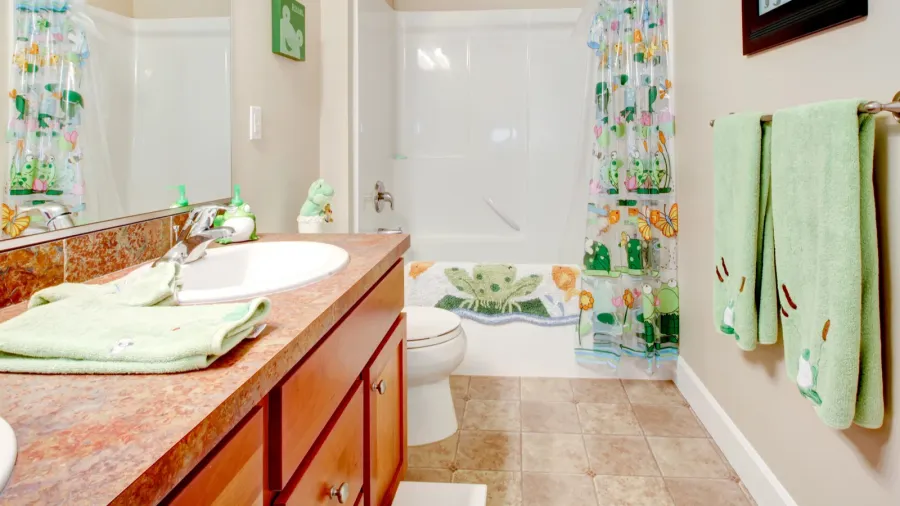 kids bathroom with frogs