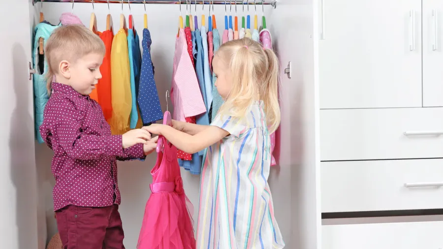 kids playing in wardrobe