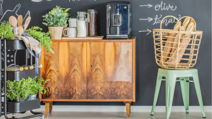 kitchen interior with coffee maker