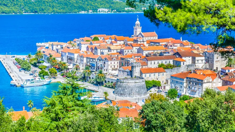 korcula town aerial