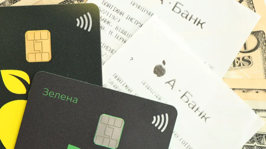 kyiv ukraine  july 7 2023 abank banking plastic cards